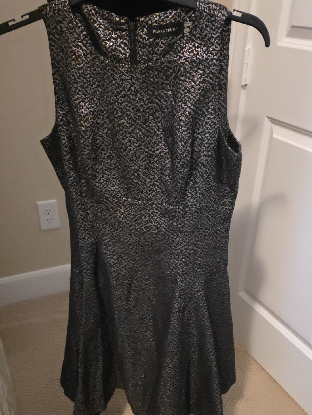 Ivanka Trump Black Metallic Midi Fit-and-Flare Dress